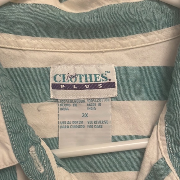 Mint & White Striped Beach Cotton Button Down - Picture 7 of 10